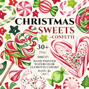 Christmas lollipop clipart. Christmas decor. Christmas png. Candy cane clipart. Scrapbook supplies. Candy Bundle. Christmas Elements image 1