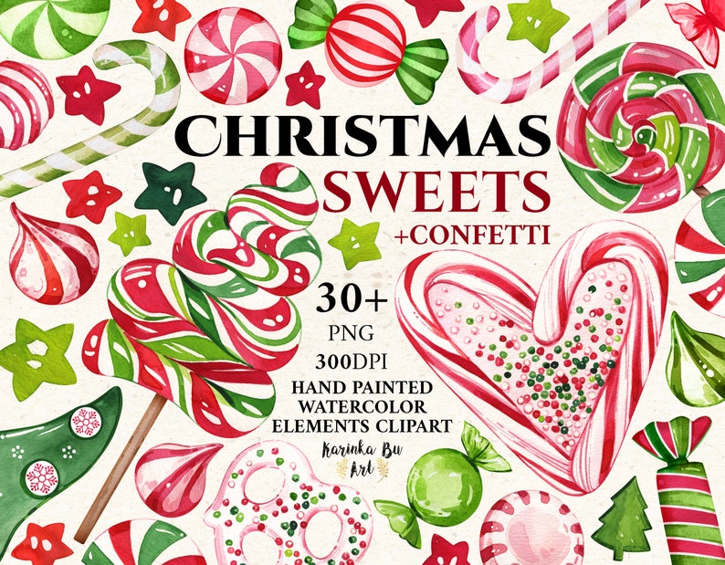 Christmas lollipop clipart. Christmas decor. Christmas png. Candy cane clipart. Scrapbook supplies. Candy Bundle. Christmas Elements image 1