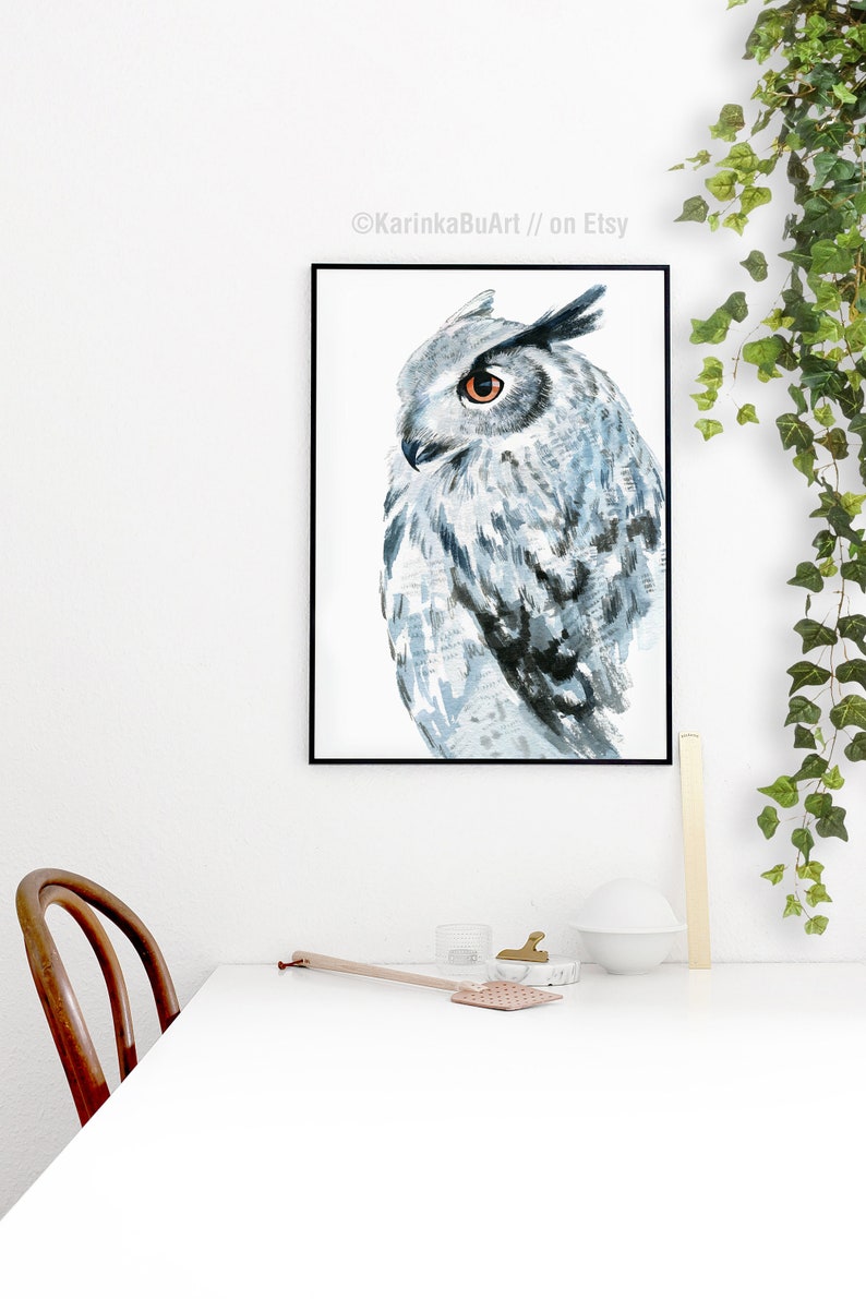 White Owl Print Snowy Owl Owl Hat White Owl Decor Owl Etsy