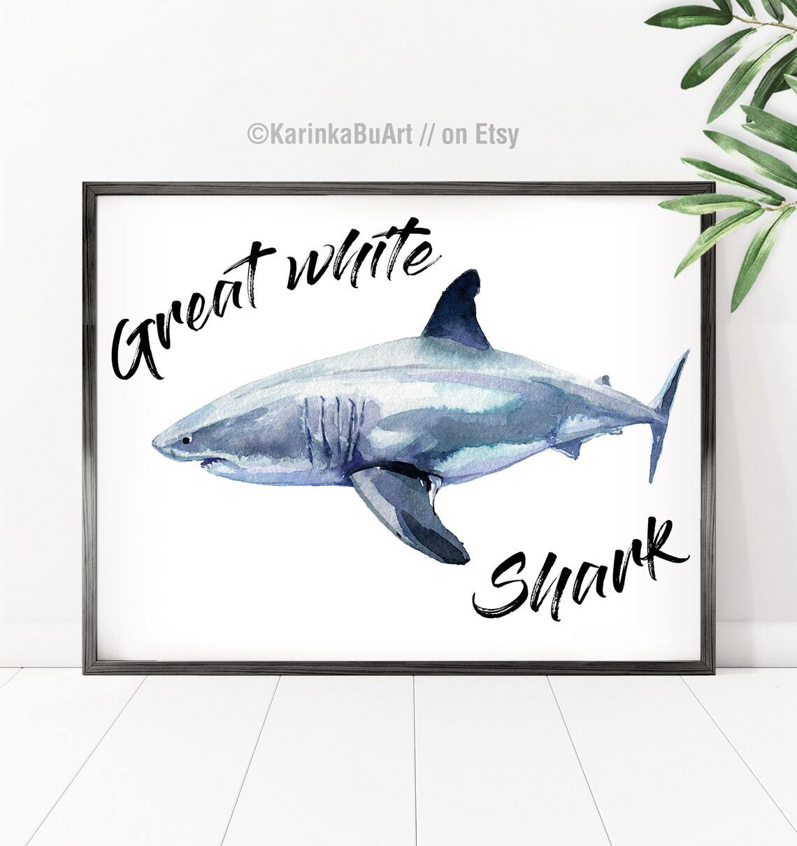 Great White Shark Bathroom Shark Painting Shark Poster Etsy