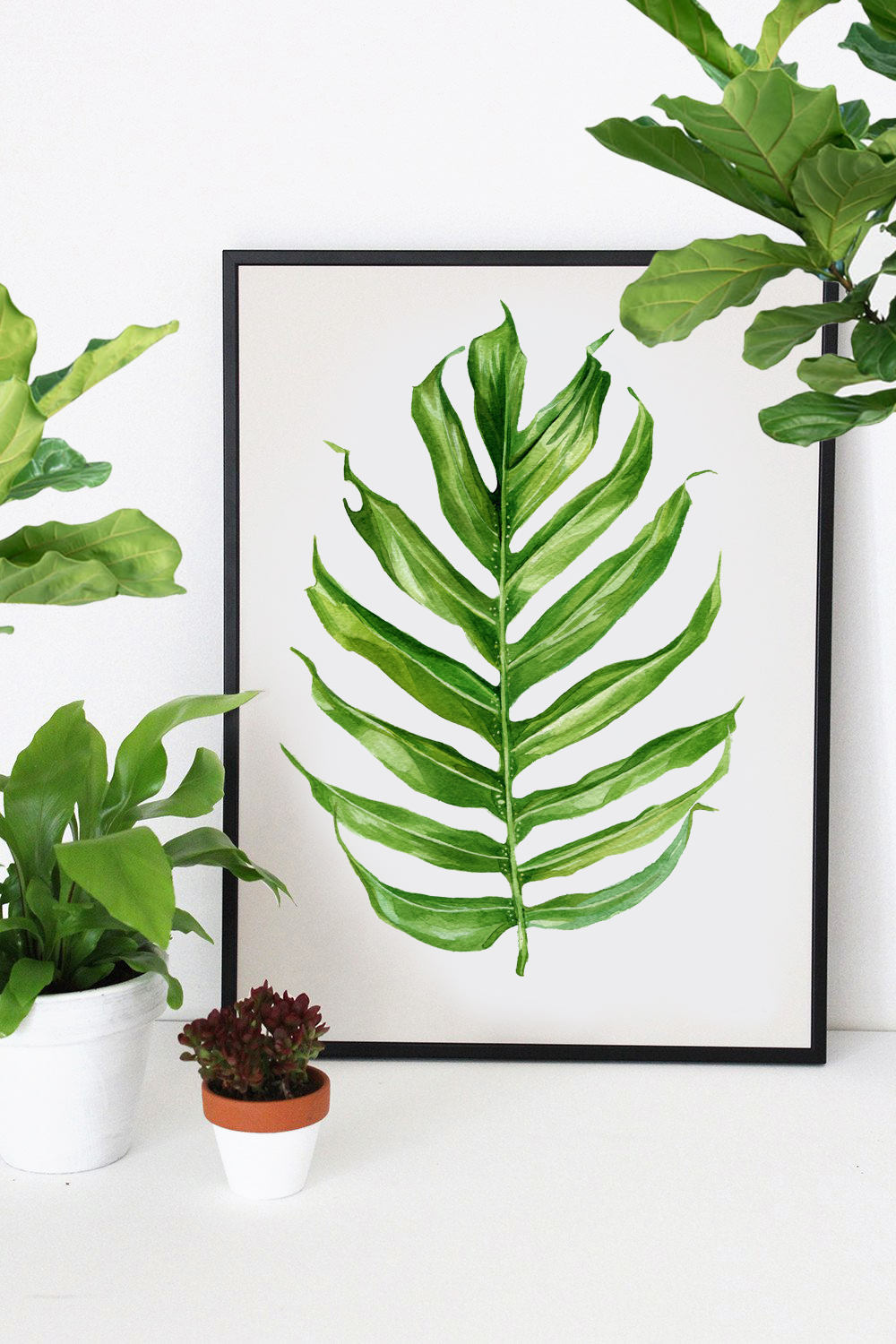 Palm leaf print Watercolor Painting Poster . Home decor | Etsy