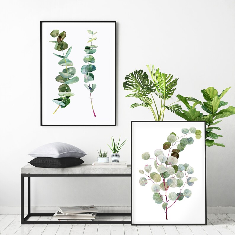 2 Eucalyptus set printable wall art Eucalyptus bouquet Etsy