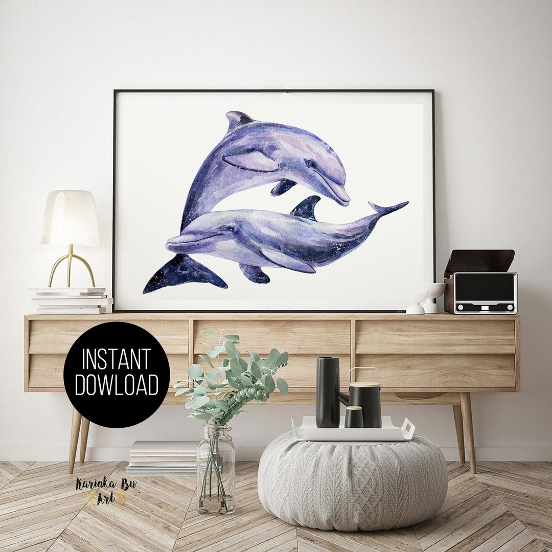 Watercolor Dolphin Png Watercolor Dolphin Art Print Wall Decor ...