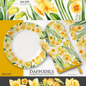 Watercolor Daffodils Clipart Set. Hand Painted Spring Flowers PNG Clip ...