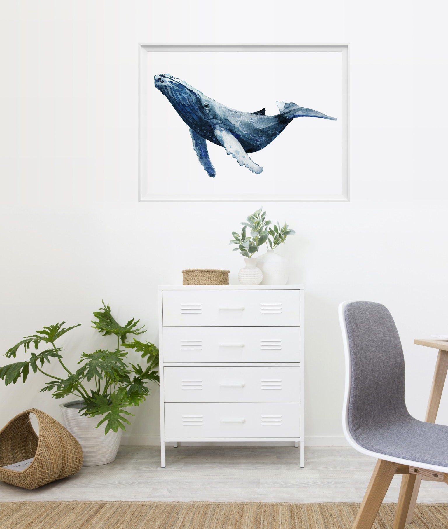 Whale print Poster Wall decor watercolor print art Watercolor | Etsy
