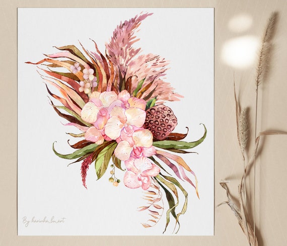 Boho clipart Floral elements Purple flower svg Wedding | Etsy