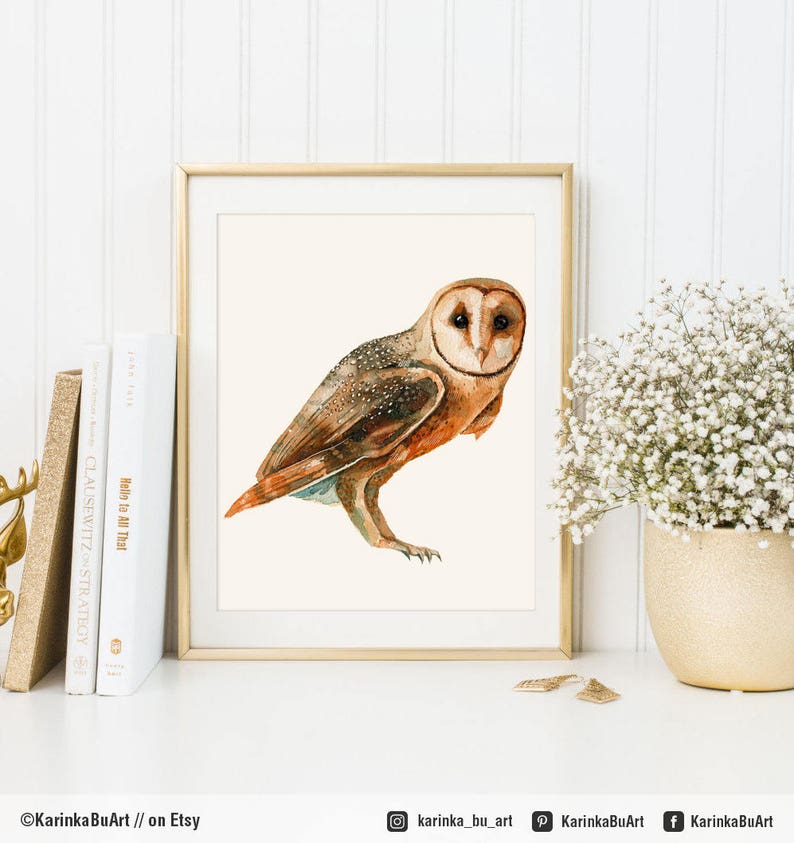 Barn Owl Print Woodlands Owl Watercolor Woodland Nursery Decor Etsy