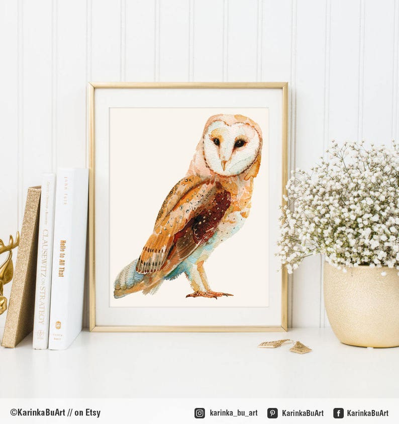 Download Barn Owl svg Boho clipart Watercolor Print Barn Owl ...