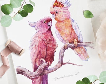 Cockatoo print poster Parrot print Watercolor clipart Watercolor print printable wall art Australian nature Tropical Illustration Poster