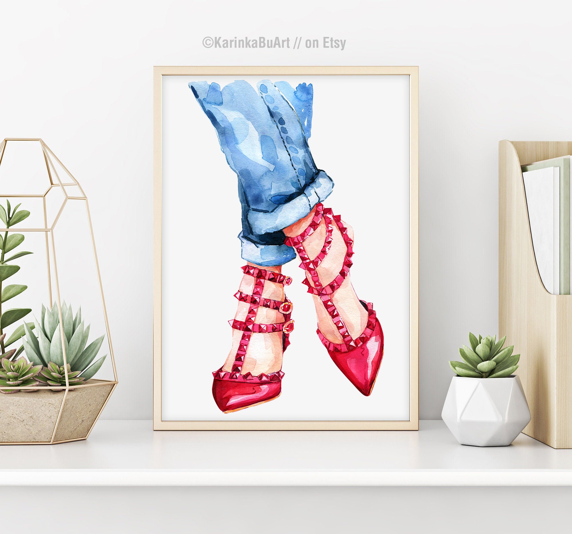 Fashion Sketch Red Shoes Art Print Shoes Illustration Shoes | Etsy