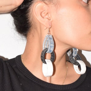 Chain Link Earrings, Denim Earrings image 1