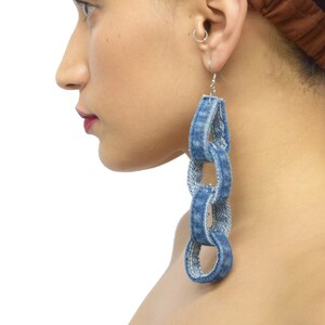 Chain Link Earrings, Denim Earrings image 1