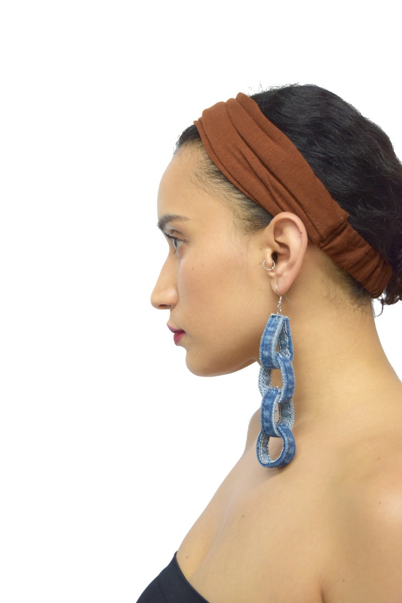 Chain Link Earrings, Denim Earrings image 1