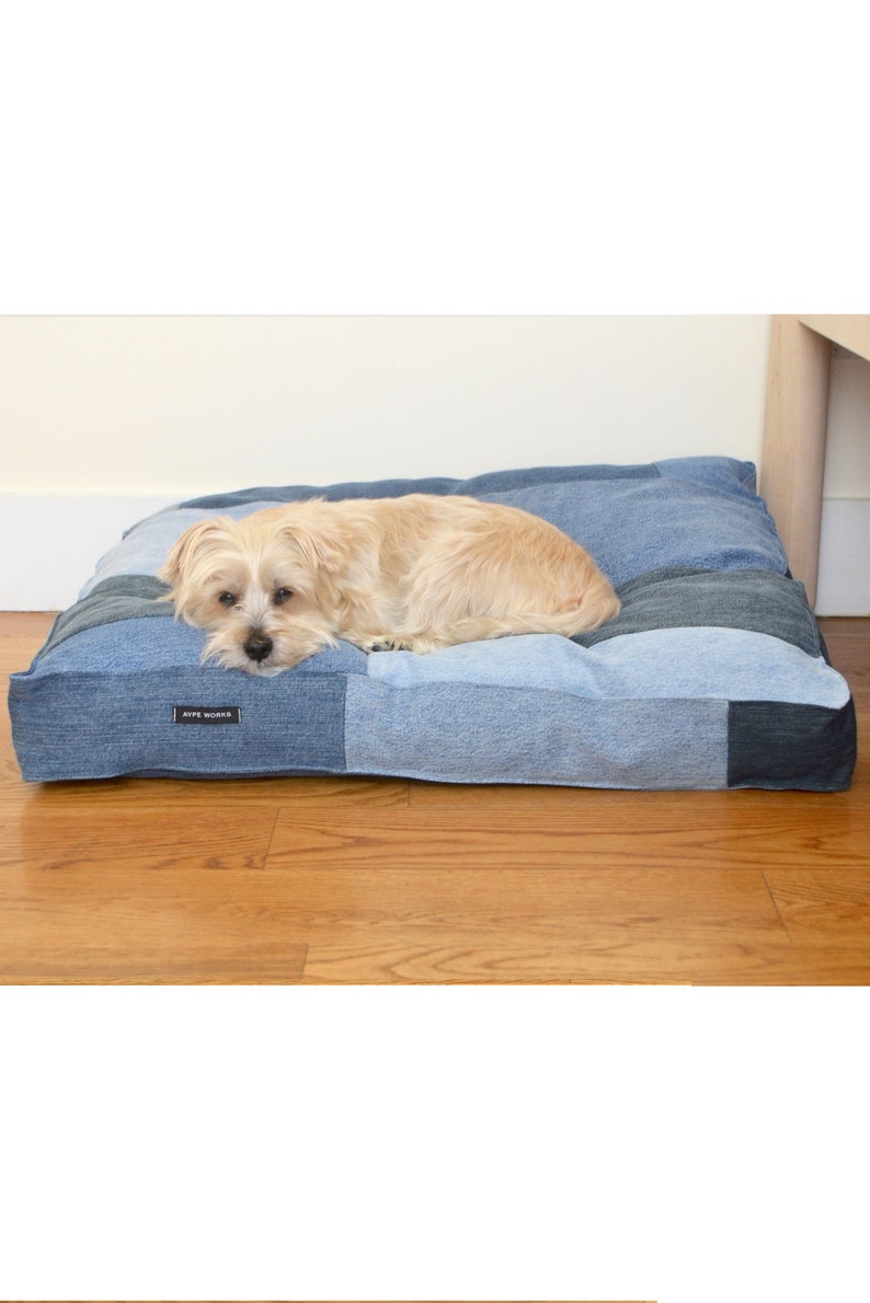 Denim Dog Bed Cover, Dog Bed Cover, Patchwork Denim, Denim for Dogs image 8