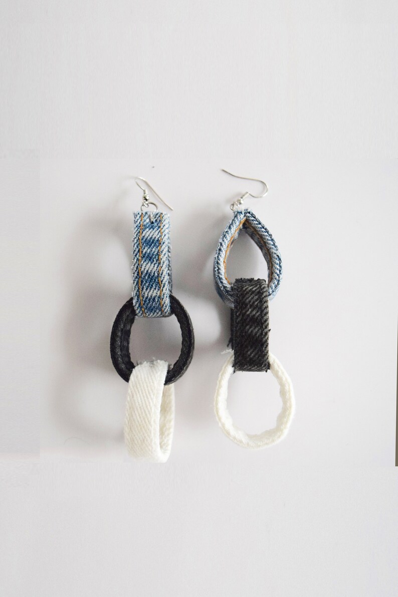 Chain Link Earrings, Denim Earrings image 3