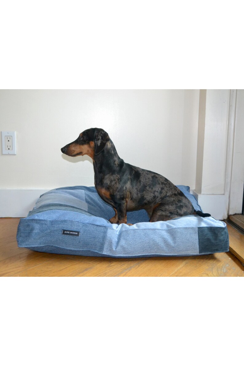 Denim Dog Bed Cover, Dog Bed Cover, Patchwork Denim, Denim for Dogs image 5