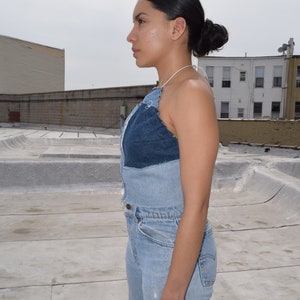 Denim Halter Top , Reworked Denim Shirt, Denim Top image 2