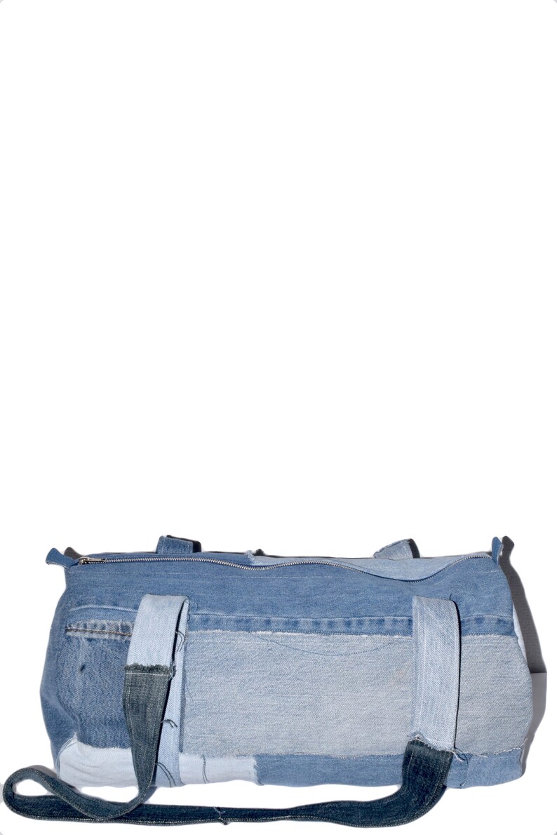 Denim Duffle Bag Patchwork Denim Duffle Denim Purse Etsy