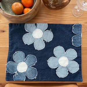 Placemats with flowers  / Denim Placemats (set of 4)