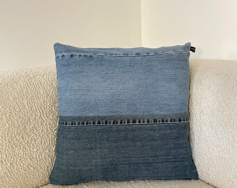 Denim Pillow Cover, Recycled Denim, patchwork Denim