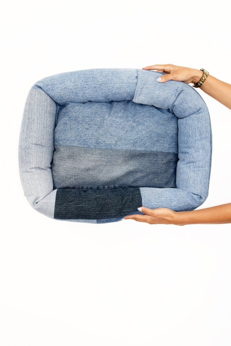 Denim Dog Bed Dog Bed Patchwork Denim Denim for Dogs Etsy