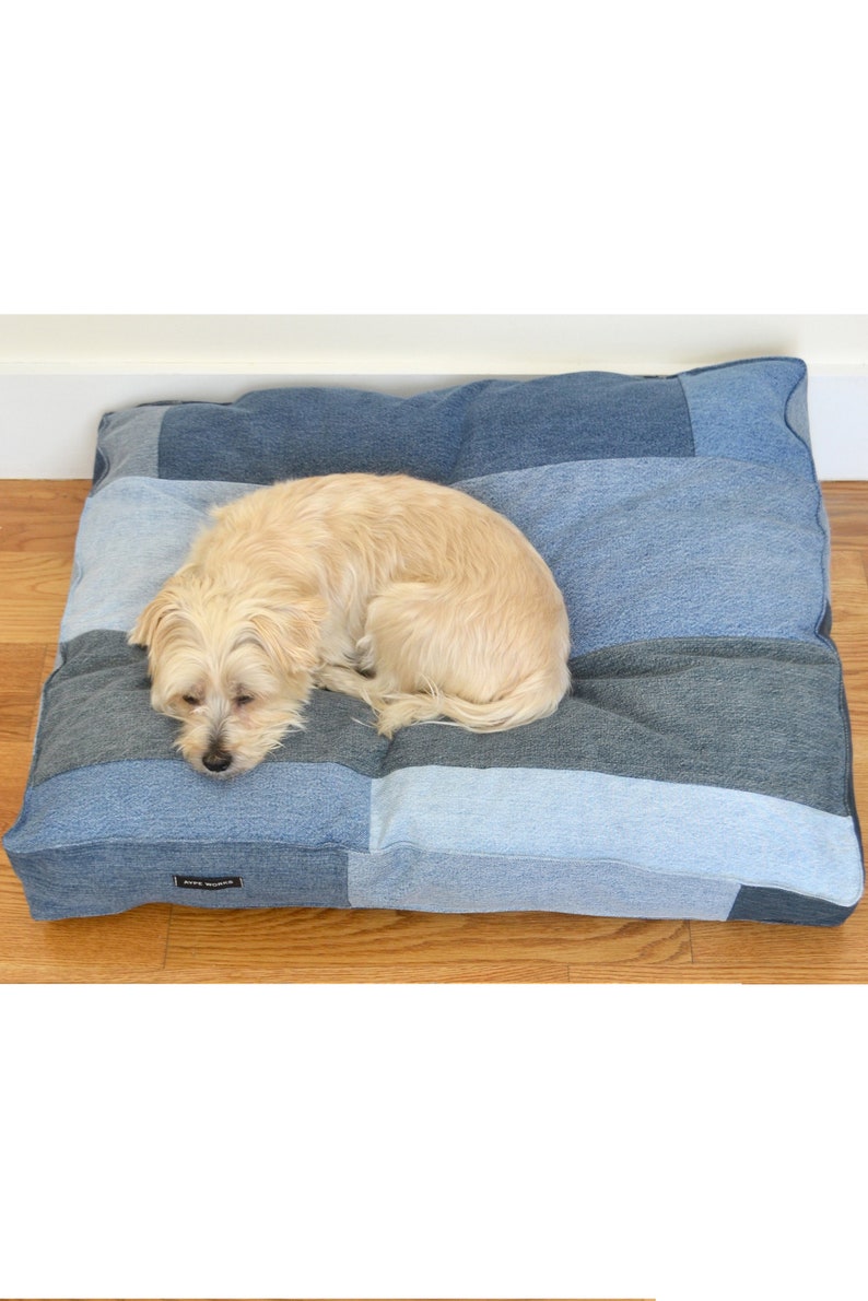 Denim Dog Bed Cover, Dog Bed Cover, Patchwork Denim, Denim for Dogs image 2