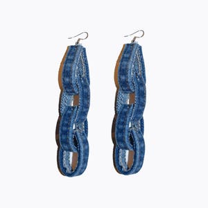 Chain Link Earrings, Denim Earrings image 2