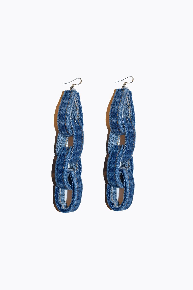 Chain Link Earrings, Denim Earrings image 2