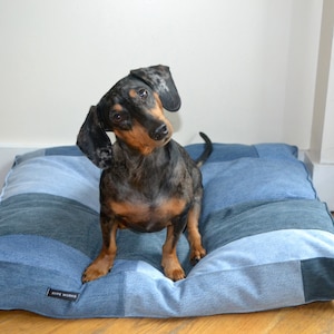 Denim Dog Bed Cover, Dog Bed Cover, Patchwork Denim, Denim for Dogs image 1