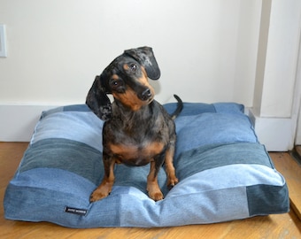 Denim Dog Bed Cover, Dog Bed Cover, Patchwork Denim, Denim for Dogs