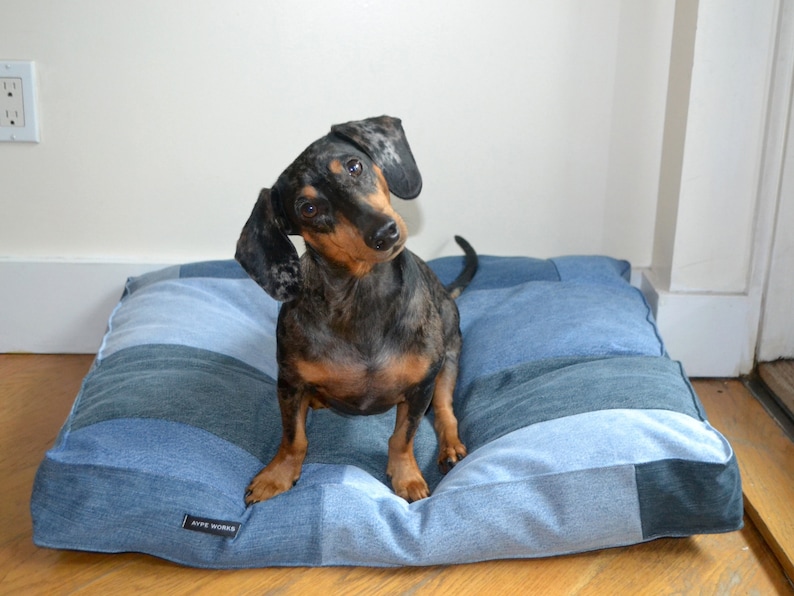 Denim Dog Bed Cover, Dog Bed Cover, Patchwork Denim, Denim for Dogs image 1