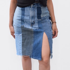 Denim Skirt, Patchwork Denim