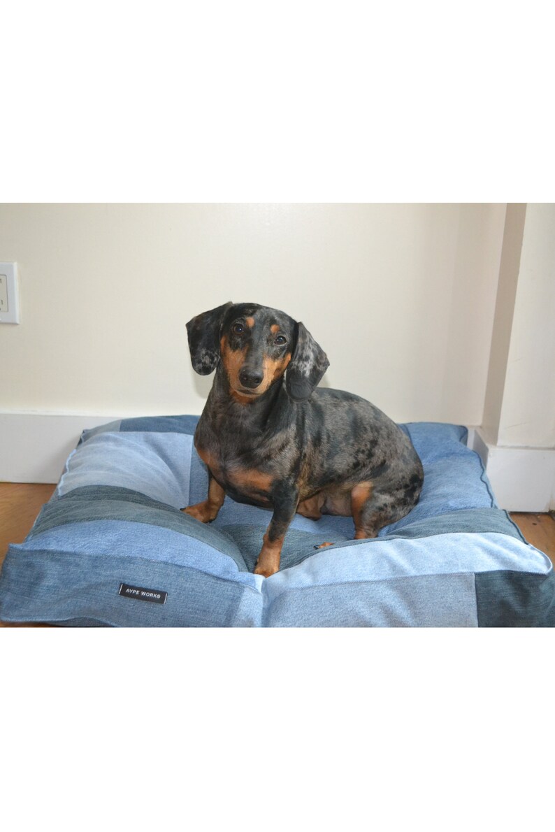 Denim Dog Bed Cover, Dog Bed Cover, Patchwork Denim, Denim for Dogs image 6