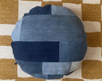 Denim Pillow Cover , Patchwork Denim 26''