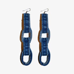 Chain Link Earrings, Denim Earrings image 3