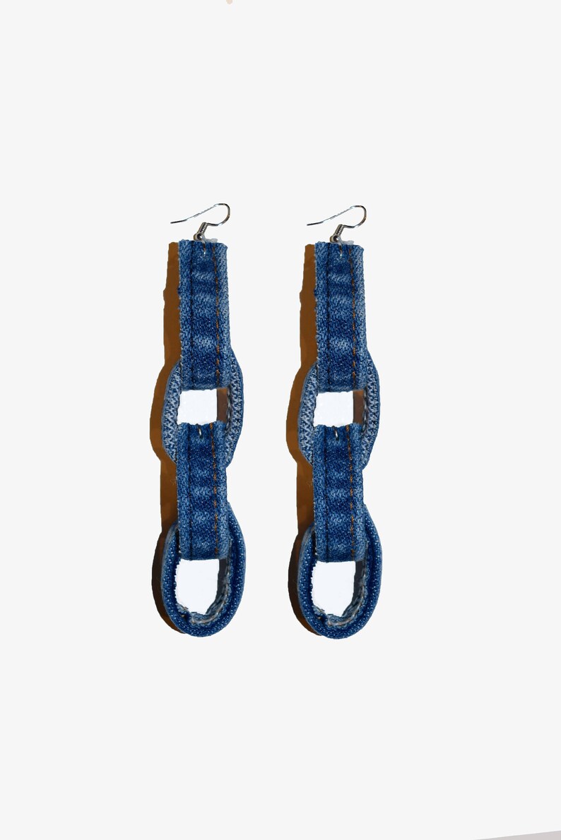 Chain Link Earrings, Denim Earrings image 3