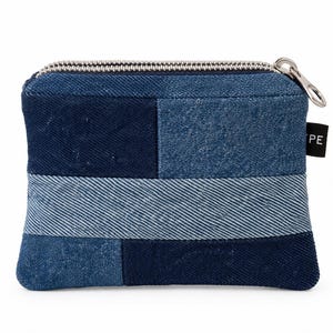 Handmade denim coin bag , small wallet, patchwork denim , recycled artisan good , one of a kind