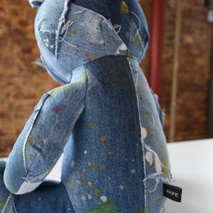 Denim Teddy Bear, patchwork teddy bear, unique teddy bear image 4