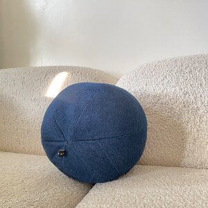 Ball Pillow, Denim Ball Pillow, Patchwork pillow, Throw Pillow image 9