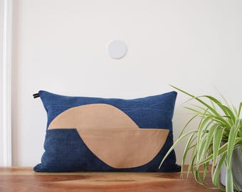 Fodera per cuscino in denim, patchwork di denim, 35,5 x 55,5 cm
