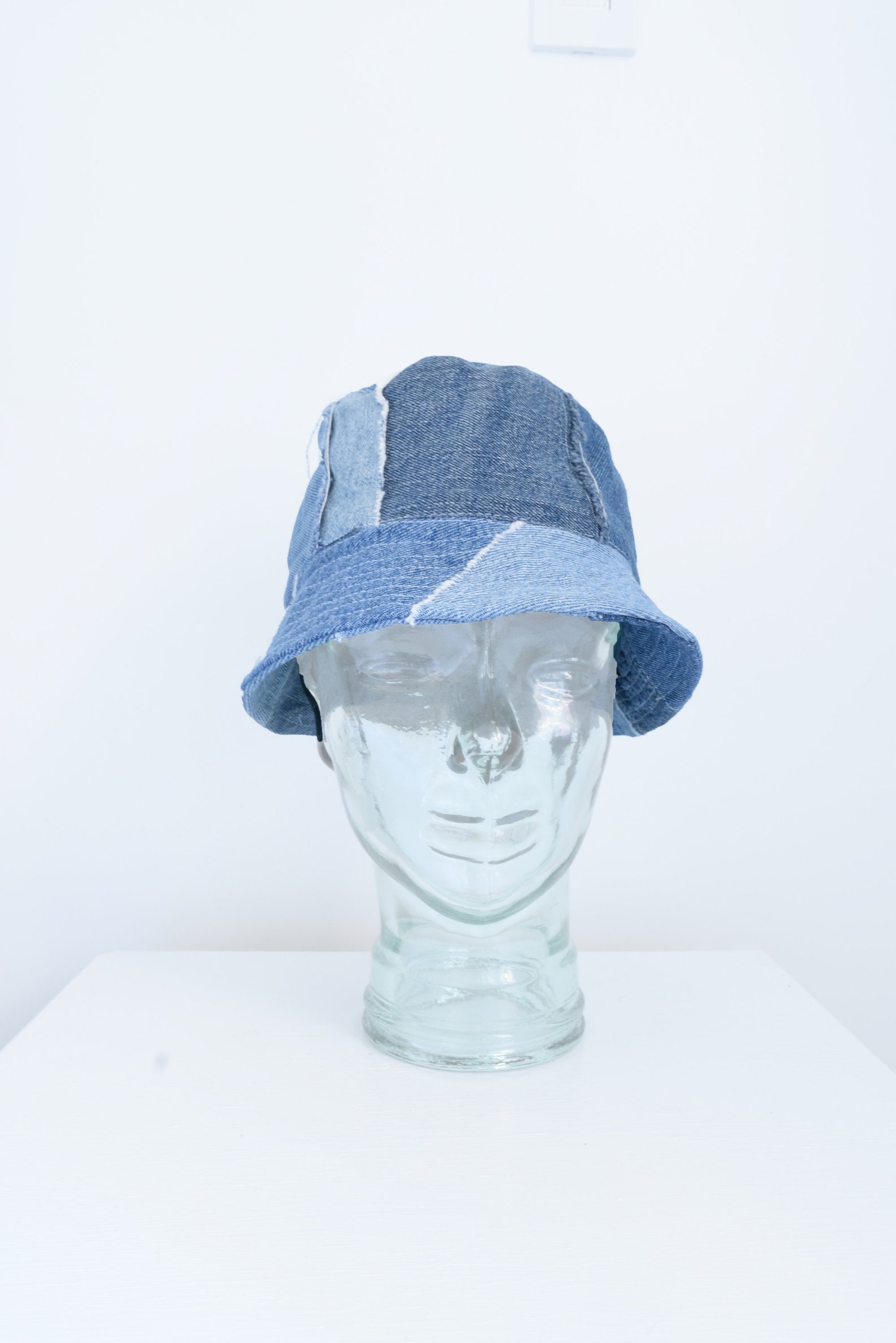 Denim Bucket Hat Patchwork bucket hat Blue Bucket Hat Etsy