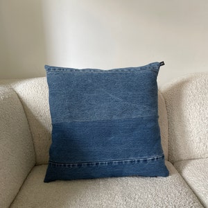 Denim Pillow Cover, Recycled Denim, patchwork Denim image 2