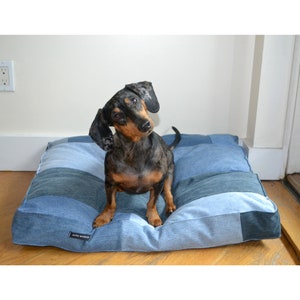 Denim Dog Bed Cover, Dog Bed Cover, Patchwork Denim, Denim for Dogs image 4