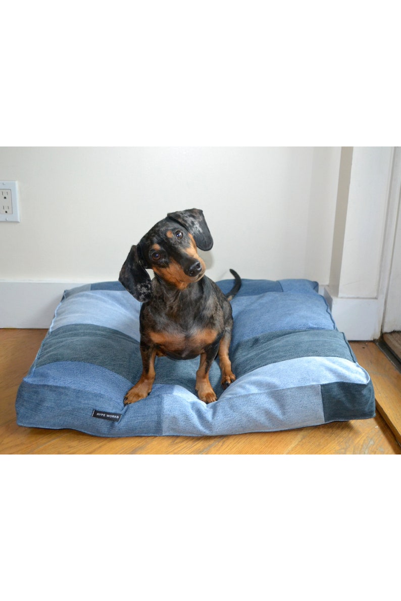 Denim Dog Bed Cover, Dog Bed Cover, Patchwork Denim, Denim for Dogs image 4