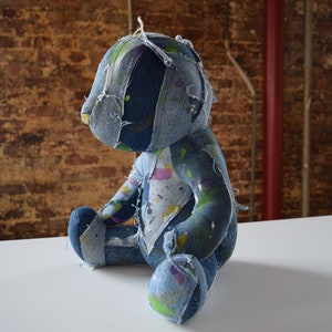 Denim Teddy Bear, patchwork teddy bear, unique teddy bear image 6