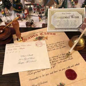 Carta de Papá Noel personalizada con el billete de deseos navideños, en caligrafía