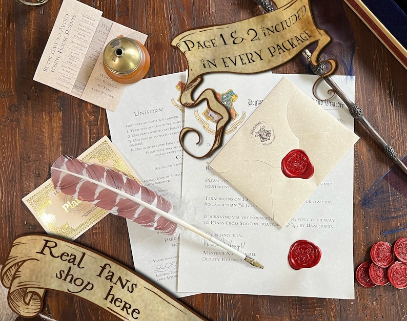 Acceptance Letter School of Witchcraft and Wizardry, Personalized Wax seal with Crest Typed image 1