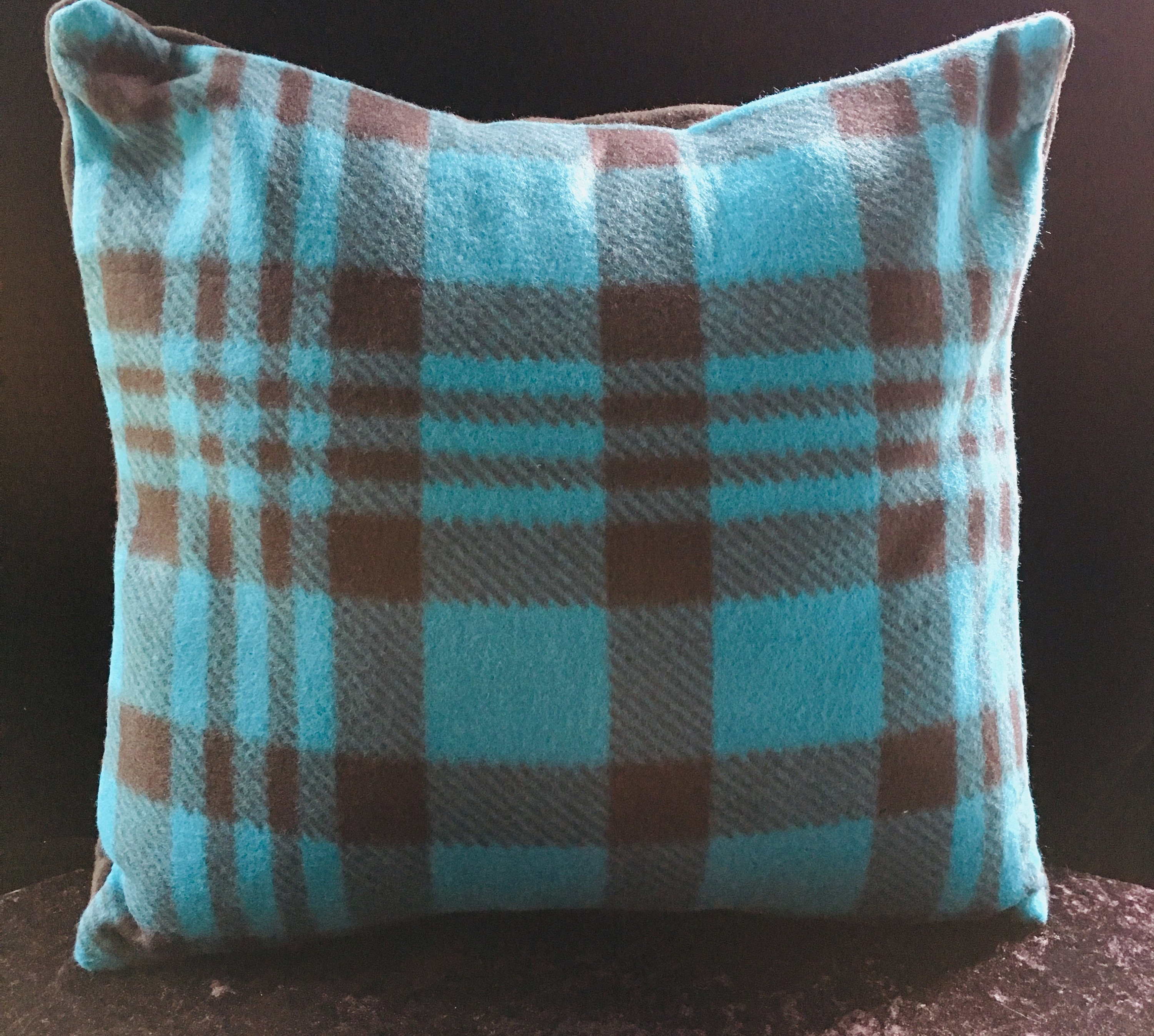 black plaid throw pillow