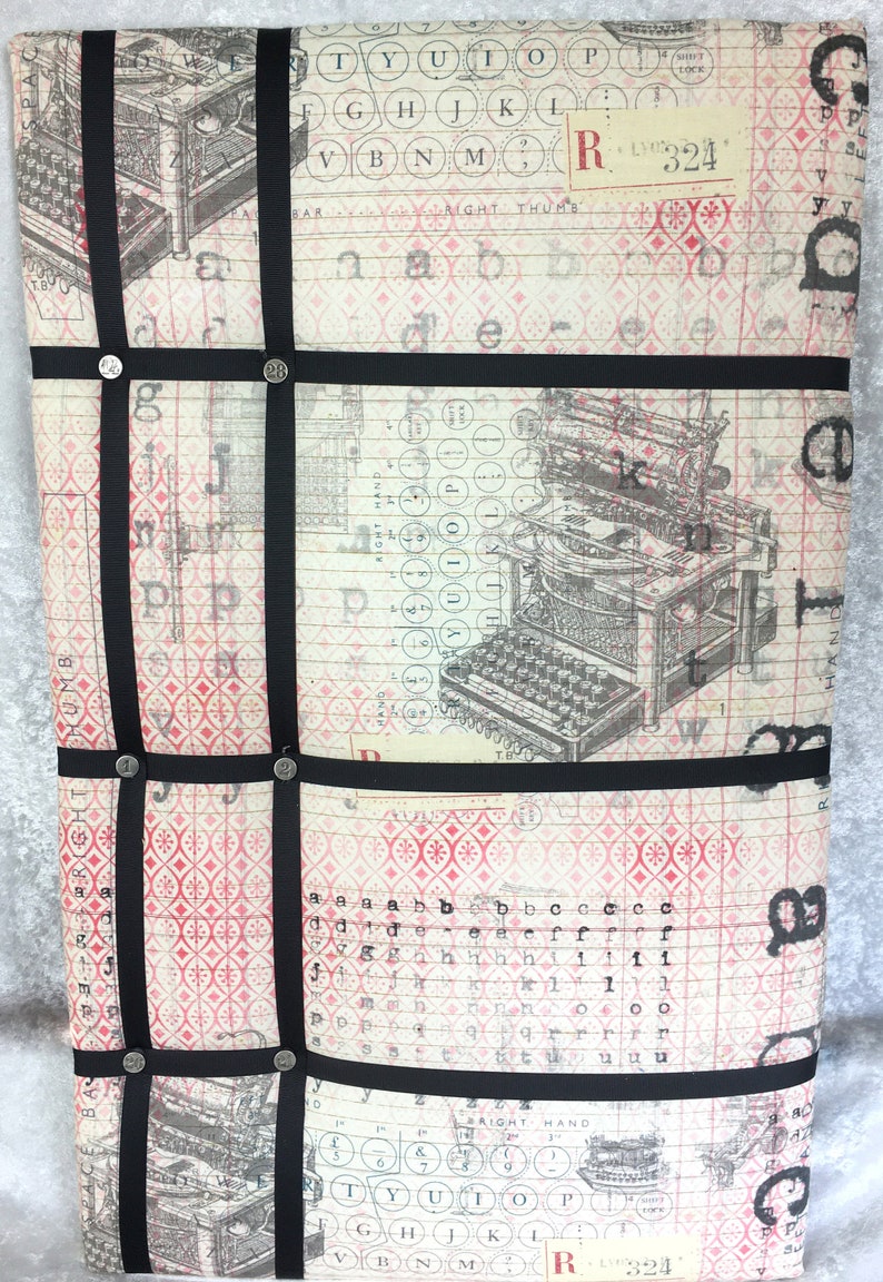 Red-Black-Cream Old-Fashioned/Victorian Alphabet/Steampunk/Typewriter Themed Memory/Photo/Bulletin/Affirmation Board image 1