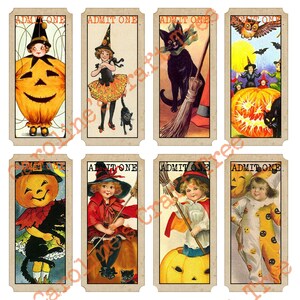 junk journal digital kit halloween tickets printable, download ephemera, journaling, scrapbooking, crafts, mixed media, embellishment